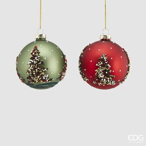 EDG - Enzo De Gasperi addobbo palla di natale set 2 pezzi decoro pino d 8