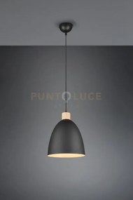 Jagger sospensione cono metallo nero e legno d.25cm 1 luce attacco e27