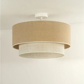 Duolla - Lampadario a plafone YUTE BOHO 1xE27/15W/230V diametro 45 cm marrone/color crema