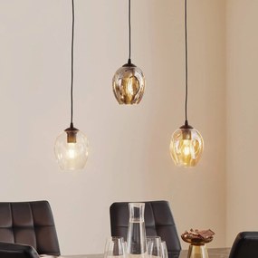EMIBIG LIGHTING Lampada a sospensione Starla diritta a 3 luci grafite/ambra/trasparente