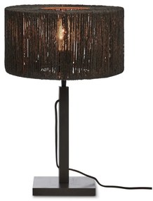 Lampada da tavolo nera con paralume in iuta (altezza 37 cm) Iguazu - Good&amp;Mojo