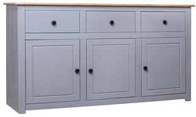 Credenza Grigia 135x40x80 Cm İn Legno Massello Di Pino Panama /