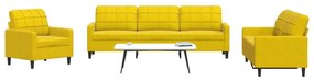 Set Di Divani 4 Pz Con Cuscini Giallo İn Velluto /