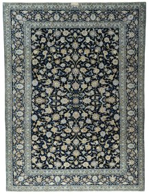 Kashan Tappeto 290 x 390 Blu (Iran) Annodato A Mano