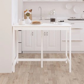 Tavolo da bar bianco 140x80x110 cm in legno massello di pino