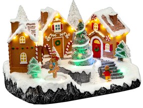 Casette pan di zenzero, villaggio di Natale con luci