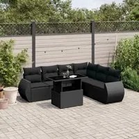 Set Divani da Giardino con Cuscini 7pz Nero Polyrattan 3268555