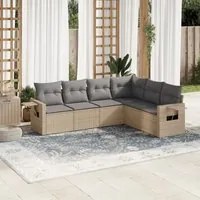 Set Divano da Giardino 6 pz con Cuscini Beige in Polyrattancod mxl 116156