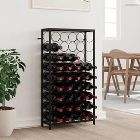 Portavini Da 45 Bottiglie Nero 54x18x100cm İn Ferro Battuto /