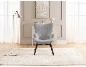 Poltrona con poggiapiedi grigia con rivestimento in velluto a coste Niko – Ropez