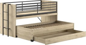 Letto da bambini a castello/estraibile di colore naturale con scrivania con rete inclusa 90x200 cm Sam – Vipack