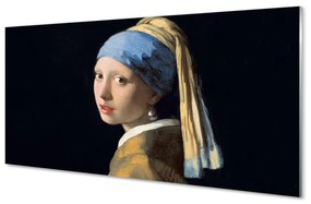 Pannello paraschizzi cucina La ragazza con l'orecchino di perla di Johannes Vermeer 100x50 cm