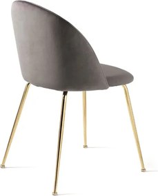 Sedia da pranzo in velluto Grigio Scuro e gambe metallo Oro - VENEZIA 2 sedie
