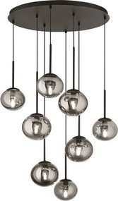 Lampada a sospensione JEWEL 70 cm in metallo e vetro soffiato 8 Luci Nero