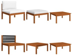Set divani da giardino 8 pz con cuscini crema massello acacia