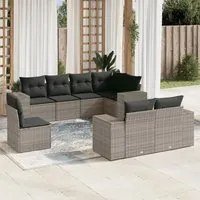 Set Divano da Giardino 8 pz con Cuscini Grigio in Polyrattan 3255177