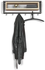 Attaccapanni da parete nero/di colore naturale in metallo con scaffale 78 cm School – Spinder Design