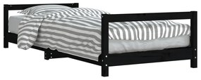 Giroletto per bambini nero 90x200 cm in legno massello di pino