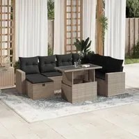 Set Divano da Giardino 8pz con Cuscini Grigio Chiaro Polyrattan 3274842