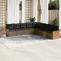 Set Divano da Giardino 9 pz con Cuscini Grigio in Polyrattancod mxl 88149