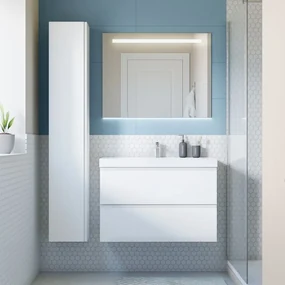 Mobile da bagno sotto lavabo SENSEA Remix bianco laminato opaco L 90 x H 58 x P 46 cm 2 cassetti, lavabo non incluso
