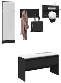 Set Mobili Da Ingresso 4 Pz Nero İn Legno Multistrato /