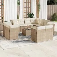 Set Divani da Giardino 12 pz con Cuscini Beige in Polyrattan 3250357