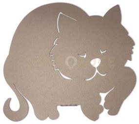 Porta umidificatore gatto beige in ferro e porcellana bianca 20x20cmh