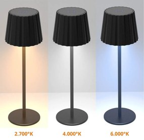Lampada da Tavolo Ricaricabile 2.2W IP54 CCT Dimmerabile - Nero Rigato