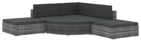 Set Divani da Giardino 6 pz con Cuscini in Polyrattan Grigio