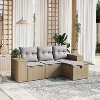 Set Divano da Giardino 4 pz con Cuscini Beige Misto Polyrattan 3264375