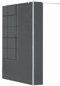 Box doccia walk-in Wens, vetro fumè 6 mm, H 200 cm, profilo bianco
