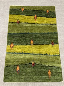 Gabbeh Tappeto persiano 80x120 Verde (Iran) Annodato A Mano