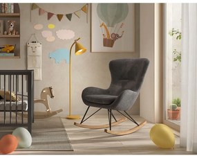 Sedia a dondolo grigia in tessuto bouclé ROCKY - Vipack