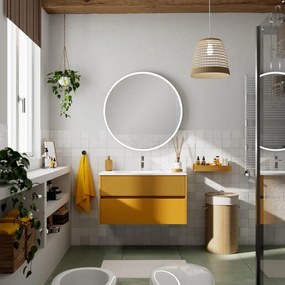 Mobile da bagno sotto lavabo Niwa beige laccato opaco L 89.5 x H 50 x P 45.5 cm 2 cassetti, lavabo non incluso