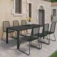 Set da Pranzo da Giardino 7 pz in Rattan PVC Nero 3060122