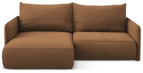 Divano angolare arancione allungabile/con contenitore (con penisola a sinistra) Nanea – Makamii