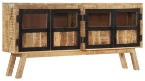 Credenza Marrone E Nera 160x30x76 Cm İn Legno Massello Di Mango /
