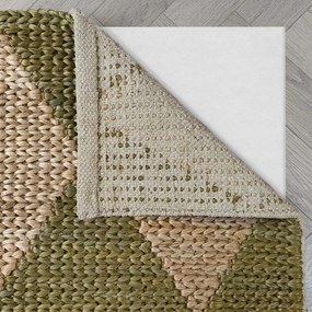 Tappeto verde/di colore naturale in misto iuta tessuto a mano 160x230 cm Effie Diamond – Flair Rugs