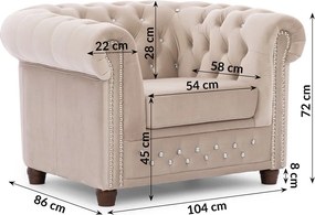 Poltrona chesterfield beige con rivestimento in velluto York Blik – Ropez