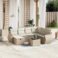 Set Divano da Giardino 8 pz con Cuscini Beige in Polyrattan 3264154