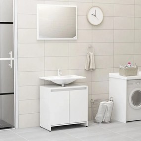 Set Mobili Da Bagno Bianco Lucido İn Legno Multistrato /