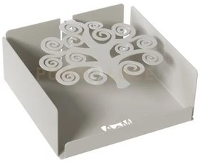 Porta tovaglioli albero della vita avorio in ferro 17x17x12cmh
