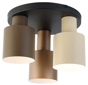 Plafoniera bronzo con taupe e beige 3 luci - Ans