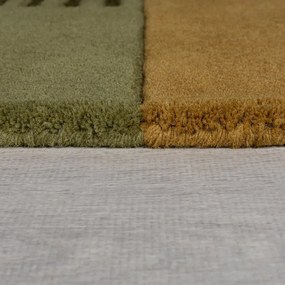 Tappeto verde in lana tessuto a mano 120x180 cm Lozenge – Flair Rugs