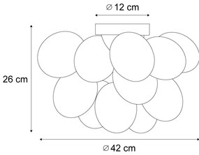 Plafoniera di design nera con vetro ambra e fumé 4 luci - Uvas