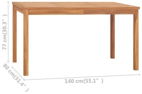 Tavolo da Pranzo da Giardino 140x80x77 cm in Massello di Teak