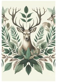 Quadro su tela – Re dei cervi nel verde