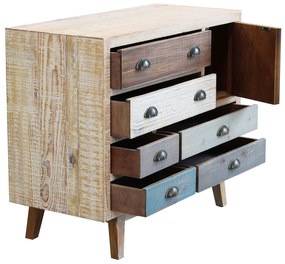 COLORWOOD - cassettiera sei cassetti in legno colorato da 90 cm