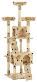 Albero per gatti tiragraffi sisal 170 cm zampe stampate beige